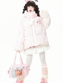 Women Winter Coats - Pink - View 2