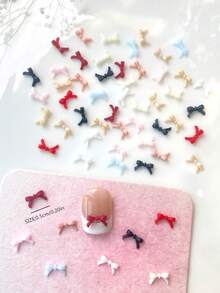 100个/包 5毫米蝴蝶结美甲装饰，DIY美甲饰品配件 美甲用品 - 彩色 - 查看 4