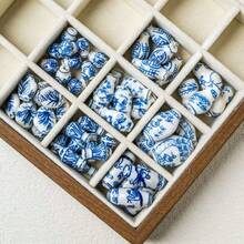 5pcs Elegant Vase Series Straight Hole Beads Hand-Painted Vintage Blue And White Ceramic Beads, Suitable For DIY Bracelets, Necklaces, Earrings, Phone Chains, Bag Charms, Jewelry Accessories, Loose Beads, Holiday Gifts - Blue and White - View 2