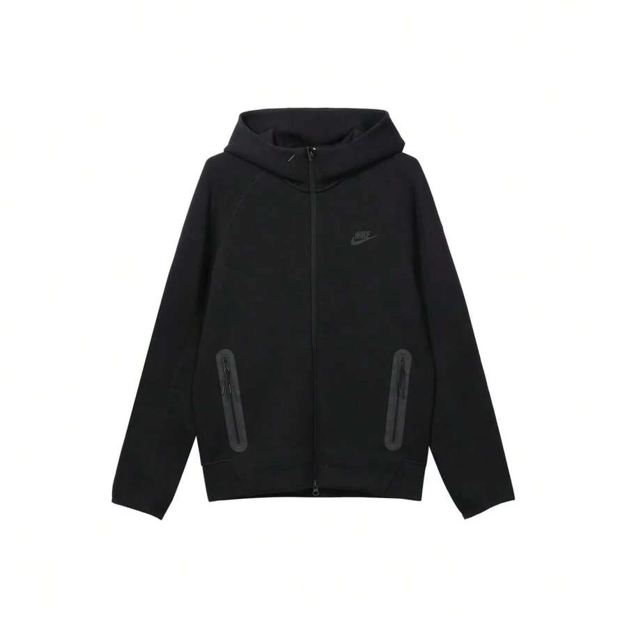 Nike WINDRUNNER 男士连帽拉链夹克，带标志印花 - 黑色 - 查看 1
