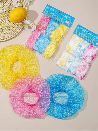 6 Toucas De Banho Descartável Material Plástico E Selado Ao Redor Com Elástico, Longa Duração, Portátil