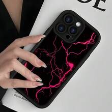 Estuche para teléfono móvil con diseño creativo de patrón americano de relámpago y trueno, colorido y de alta gama, con ranura cóncava y acabado mate, para for  11,12,13,14,15,16,MINI,PLUS,PRO,PROMAX,16E,X,XS,XR,XSMAX - Negro - Ver 3