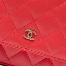 CHANEL Authenticated  PRE-OWNED CC Quilted Lamb-Skin Wallet On Chain Bag - 紅色 - 查看 6