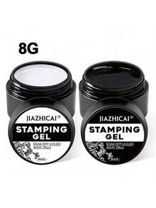 JIAZHICAI Fast And Easy Reliable Long And Lasting Slight Odor Classic Color Slight Curing Needed 2pcs/8G White And Black Nail Stamping Gel Polish , ​Long-Lasting Durable And Easy To Use For Nail Stamping Nail For Nail Stamping Gel, Stamping Art Set & Collection - 彩色 - 查看 7