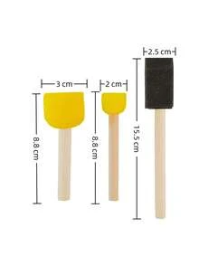 Set de 20 piezas de brochas de esponja redondas, 4 tamaños, con mango de madera, herramienta de pintura y estampado DIY desechable - Amarillo - Ver 9