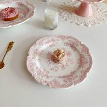 Cabin Kangaroo 1件法式复古蕾丝花卉浮雕陶瓷盘，下午茶甜点盘，西式餐盘，家居装饰盘，复古风格，高品质陶瓷，优雅精致，栩栩如生 - 彩色 - 查看 8