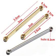 10 piezas de barras conectoras de acero inoxidable de color dorado, barras de conexión de doble orificio, barras redondas para hacer collares, aretes y accesorios de joyería DIY - H2282 - Ver 3