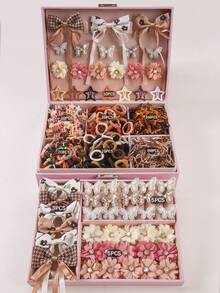 793件/套 可爱公主水钻蝴蝶发夹，弹性不伤发圈，布艺花朵发夹，女孩日常及返校适用发饰，爪夹，头部饰品