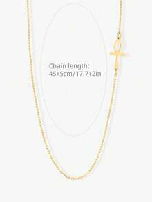 Damen Gold Anch Halskette, Schlüssel des Lebens Halskette, Ägyptischer Schmuck, zarter Anch Anhänger, Altägyptische Halskette, Kreuz Halskette, Schmuck für Afrikanische Frauen, Edelstahl Schmuck, Geschenk für sie - Gold 2 - Übersicht 5