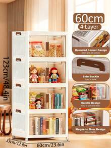 5layers  Plastic Storage Box Organizer, Stackable Storage Box, Covered Storage Box, Storage Container Organizer For Kitchen, Bedroom, Living Room, Study, Office, Foldable Storage Box, Space Saving, Practical Storage Cabinet - White - View 13