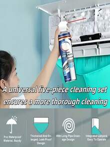 1pc Air Conditioner Cleaning Cover Set, Wall-Mounted AC Cleaning Cover With Drain Hole, No Power Needed, Dust-Proof & Waterproof Maintenance Tool Set