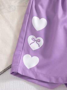 3pcs/Set Girls Casual Outgoing Fashion Heart Bow Fruit Print Elastic Waist Shorts, Summer - Multicolor - View 5