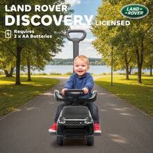 AIYAPLAY Land Rover Discovery Licensed Ride On Car, 2-In-1 Baby Push Car With Removable Push Handle, Foot To Floor Slider With Storage, Protective Guardrail, For Toddlers 18-36 Months, Black - 黑色 - 查看 4