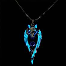 1PC Night Light Wolf King Pendant Necklace - Hip Hop Punk Style With Blue And White Night Light Accents, Perfect For Parties And Gifts - Màu xanh lam - Xem 7