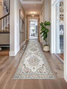 1PC Grey Rugs,Bohemian Style, Crystal Velvet Jelly Base Runner Rug,800gsm, Non-Slip Backing, Area Rug, Mat For Living Room, Carpet For Bedroom, Machine Washable Low-Pile, Kitchen Hallway Dining Office, All-Season - Grey - View 21