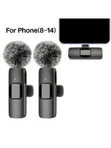 Portable Mini Wireless Lavalier Microphone, Wireless Recording Microphone Compatible With Iphone & TypeC Plug-Play,Lapel Mic For Video Recording,Teaching, Interviews,Podcast,2.4G Ultra-Low Delay Built-In Noise Reduction Chip Mic For Vlog(50mAh Rechargeable Battery)