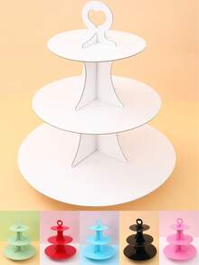 1pc Solid Color Paper Cake Stand, 3-Tier Paper Cupcake Display Rack, Cake Decorative Rack Set, Paper Cake Tray, Dessert Display Stand, Paper Cupcake Tower Dessert Rack, Home Decor, Kitchen & Dining Table Decor, Suitable For Birthday, Wedding, Bridal Shower, Baby Shower, Picnic And More Occasions. - Multicolor - View 10
