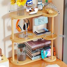 1pc Wooden Corner Desktop Bookshelf, Multi-Layer Storage Rack, Desktop Organizer Shelf, Simple Small Wooden Stand, Desktop Book Holder, Wooden Book Stand - Multicolor - View 6