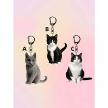 1pc Acrylic Cute Cat Keychain – Funny Blue Cat & Cow Cat Cartoon Charm, Adorable Animal-Themed Bag Accessory For Backpacks, Phone Straps, Jewelry Lovers, Boyfriend/Girlfriend Gifts, Party Favors, Car Accessories, Y2K Cute Goth Style - 多色-1 - 查看 10