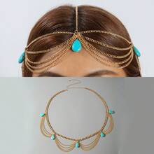 INS New Hair Accessories Pearl Chain Headband Exotic Style Inlaid Chain Forehead Ornament Hair Accessory Women - 30988-hc-G-EP - Xem 2