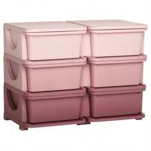Plastic Storage Box, Toy Storage, 6 Drawers, Toy Organizer, Children's Room Dresser, Pink - 粉色 - 查看 8