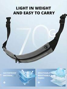 CAMEL CROWN Bolsa de cintura deportiva unisex, bolsa para teléfono para correr, cinturón invisible multifuncional y ultradelgado - Gris - Ver 2