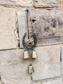 1pc Lucky Horseshoe Pendant Decor, Wrought Iron Love Bell Wind Chime With Decorative Chain, Suitable For Wall, Room, Garden And Yard Decoration, Vintage Horseshoe Ornament, Great For Home Wall Decor, Also An Ideal Gift For Holidays, Valentine''s Day For Women/Men - Multicolor - View 5