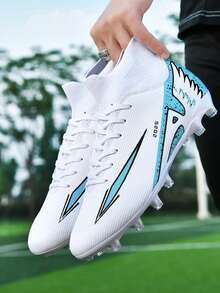 Original Men Soccer Shoes Professional TF/FG Boys Football Shoes Grass Indoor Training Girls Unisex Non-Slip Football Field Boots - White - View 6