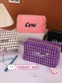 1 Pc, Heat Transfer Process, Custom Pencil Pouch, Can Customize Letters, Large Capacity, Portable, Polyester Material, Nylon Zipper, Gifts For Workers And Learners, Solid Color Pencil Bag, Cosmetic Bag, Valentine's Day, Halloween, Christmas, Thanksgiving, Birthday, Back To School Season Gifts, High-End Custom Pencil Case, Multi-Functional, Ornamental,New Job, Office Supplies - Multicolor - View 8