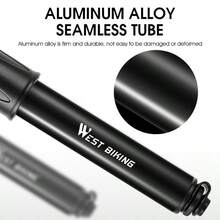 WEST BIKING 手动迷你自行车气筒 轮胎充气泵 美式/法式气嘴 球形针管 软管 山地车配件 便携式自行车气筒 - 黑色 - 查看 6