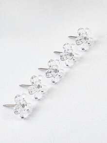 50 قطعة دبابيس دفع شفافة بشكل زهرة، تصميم زهرة 5 بتلات دبابيس مكتبية زخرفية - متعدد الألوان - مشاهدة 4