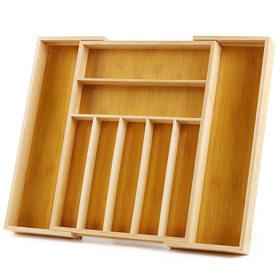 Expandable Drawer Organizer Bamboo Tray, Adjustable Cutlery & Utensil Holder For Kitchen, Office, Jewelry & Junk Drawers - gừng - Xem 1