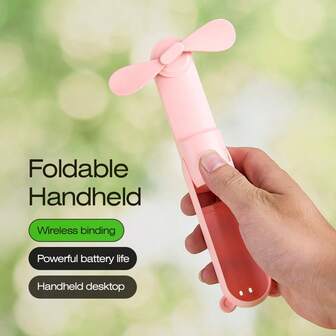 OBOVAY Bärbar fläkt 800mAh USB-laddningsbar 3-hastighets mini handhållen hopfällbar fläkt handhållen liten fickfläkt för resor