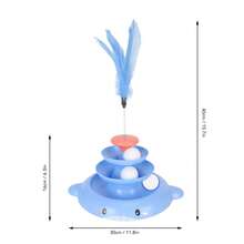 Torre de bolas para gatos de 3 niveles, juguete interactivo con pista desmontable y pluma para que los gatitos hagan ejercicio. - Azul - Ver 6