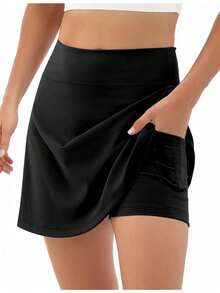 Women's Tennis Skirt Shorts High Waisted Golf Skorts With Pockets Workout Athletic Casual Outfit Clothes,Local Delivery - màu đen - Xem 2