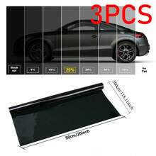 3PCS Car Window Tint Film 19.68x118.11 Inches (50x300cm) | 5-50% VLT Privacy Protection Sun Shade UV Blocking Film For Car Windows | Summer Heat Reduction Auto Window Sticker For Car Owners | Car Glass Tint Wrap