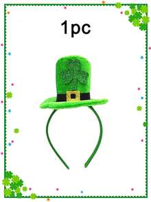 1pc Green Four-Leaf Clover Hat, Magic Hat, Cute Gothic Style, 2000s Vibe, Suitable For St. Patrick's Day Gift, Birthday Gift, Carnival Party Supplies, Valentine's Day, Mother's Day, Easter Vacation Outfits - Green - View 8