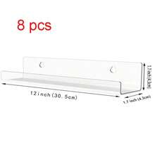 8pcs Transparent Acrylic Wall Mount LP Record Display Rack, Acrylic Black Vinyl Record Holder With Installation Hardware, Nail Polish Storage Organizer, Showcase Your Favorite LP Records - Transparent - View 13