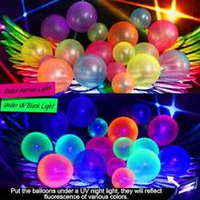 D154 Neon Party Decorations Glow In The Dark Birthday Plies Wings Backdrop Rainbow Balloon Garland Arch Kit Light Luminous Fluorescent Teens Adult 80s 90s Disco Party Decor - 彩色 - 查看 4