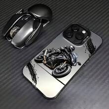 Funda de teléfono de motocicleta elegante y chic adecuada para iPhone 17, 16E, 16, 15, 14, 13, 12, 11, Pro, Max, Air, Plus, con una parte trasera mate resistente a los golpes. Esenciales de viaje, funda de teléfono elegante, diseño de moda, alta calidad. - Negro - Ver 1
