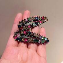 2pcs Women Rhinestone Decor Glamorous Snap Clip For Hair Decoration Royal Hair Clips Claw Clips Hair Barrettes, Hair Accessories, Head Accessories, Hair Accessories For Women - Multicolor - View 4
