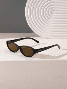 1副女士复古椭圆形镜框时尚眼镜，聚碳酸酯镜腿，轻便，适合户外佩戴 - 彩色 - 查看 5