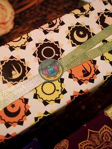 6pcs Elegant Holiday Gift Wrapping Paper, Islamic Muslim Party Supplies, Crescent Moon & Star Pattern With Gold Accents, Suitable For Birthday, Anniversary And Holiday Celebrations, Complex Design Paper, Polypropylene Material, Holiday Gift Wrapping Paper - Multicolor - View 7