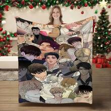 Manhwa Guys Collage Print Flannel Blanket, Plush Warm Comfortable Multi-Functional Throw For Napping In Air Conditioned Rooms Or As A Sofa Shawl Office Bed Camping Travel Portable All Seasons Holiday Gift - 彩色 - 查看 3