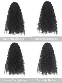 18 Inch Drawstring Ponytail Curly Synthetic Ponytail Extension, Afro Kinky Curly, Fluffy & Elegant, Suitable For Women Daily Use Hairpiece - Multicolor - View 7