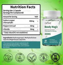 Gwynne Boody Magic Tabletas De Clorofila Natural Para El Olor Corporal Femenino Contiene 450 Mg De Clorofila Y Chlorella, Suplemento Desodorante Corporal Para Hombres Y Mujeres,60 Cápsulas - 60 unidades - Ver 7