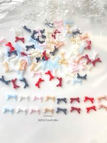 100pcs/Pack Assorted Color 7mm Bow Nail Art Decorations, DIY Nail Jewelry Accessories