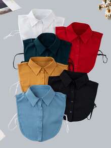 1pc Chiffon Turtleneck Sweater, Multi-Color (Black, White, Red, Yellow, Blue, Green),Festival,Travel - Pointed Collar Fake Collar - View 2