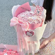 Sanrio Bouquet Floral Arrangement, Hello Kitty Cute Cartoon Plush Bouquet, Hello Kitty Artificial Rose Doll, Home Wedding Decor, Valentine's Day Gift, Kuromi Bouquet Valentine's Day, Graduation Birthday Gift, Cinnamoroll Cute Birthday Gift For Friends - Multicolor - View 3