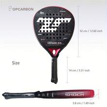 2pcs JOEYPLAY 24K Carbon Fiber Racket, High-Performance Diamond Head Padel Racket, Red Ultralight Full Carbon Fiber Beach Racket, High Grip 3D Textured Reflective Surface, EVA Foam Core With Superb Elasticity, Non-Slip Ergonomic Handle, High Shock Absorption Design, Effortless Power & Spin, Fashionable Sports Racket (Includes 2 Tennis Balls) - Red - View 3